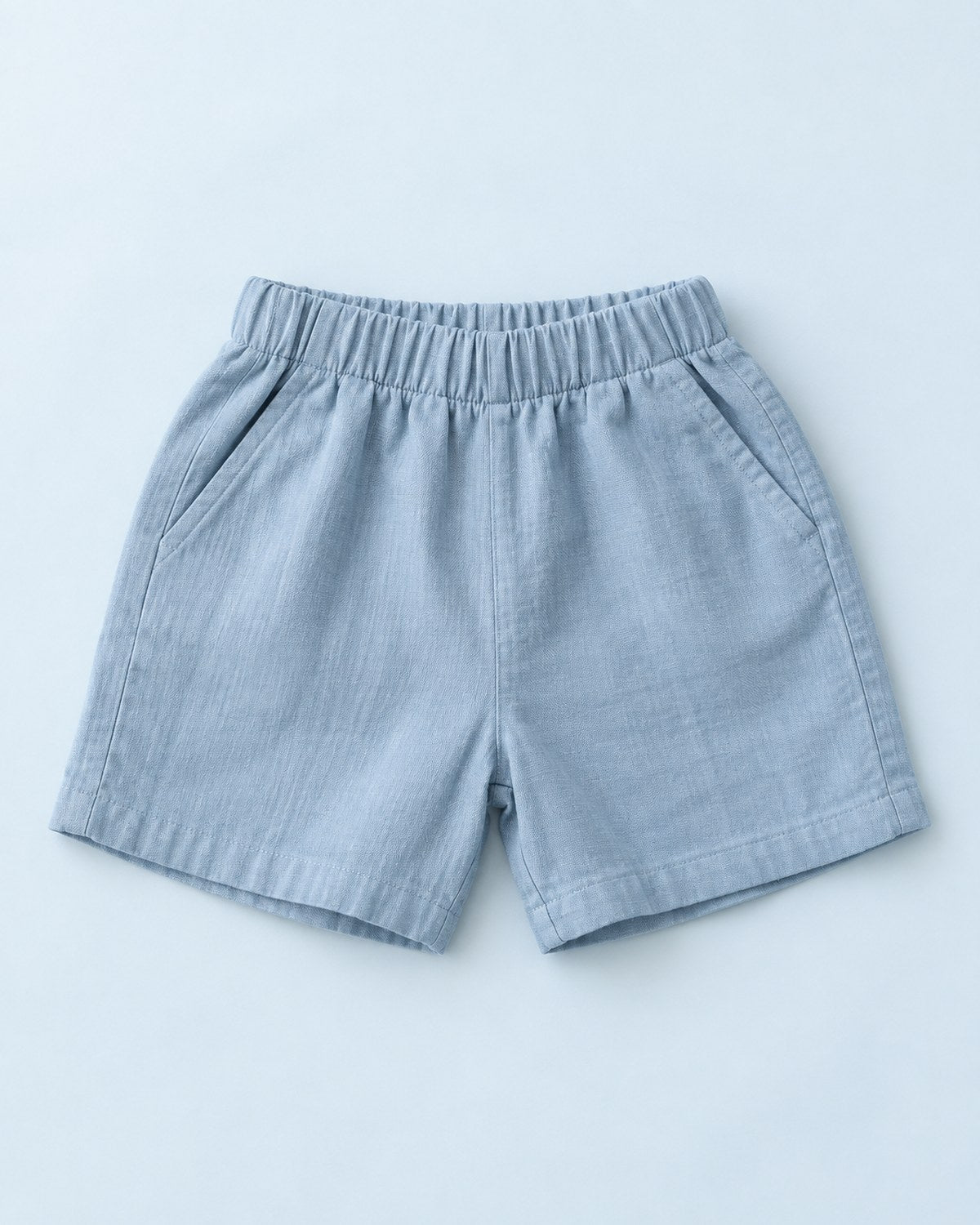 コットンリネン ハーフパンツ ブルー