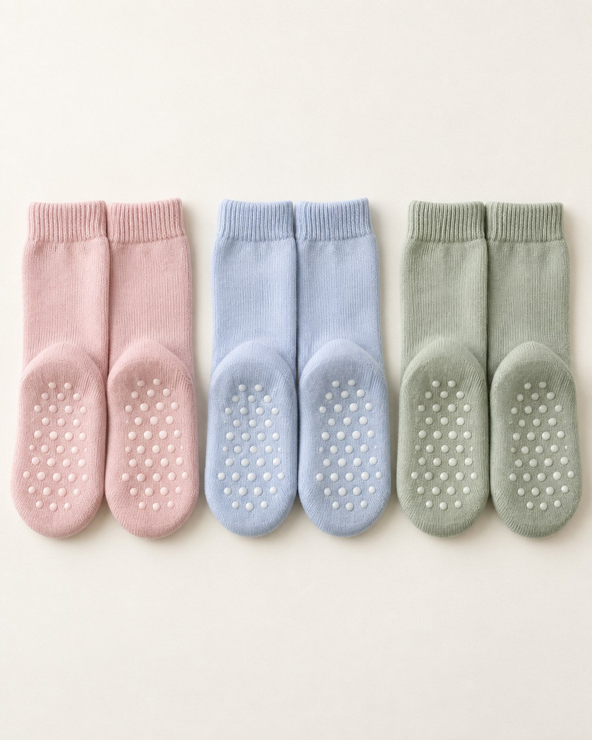 すべり止め付き ソックス 3足セット パステル