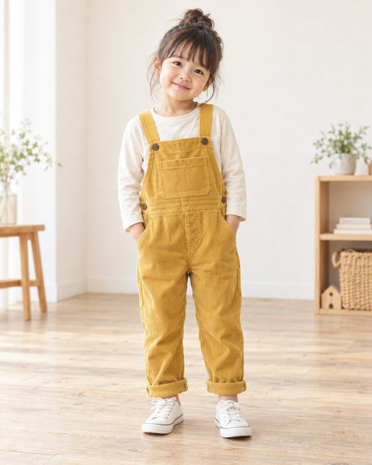コーデュロイ サロペット マスタード 着用イメージ